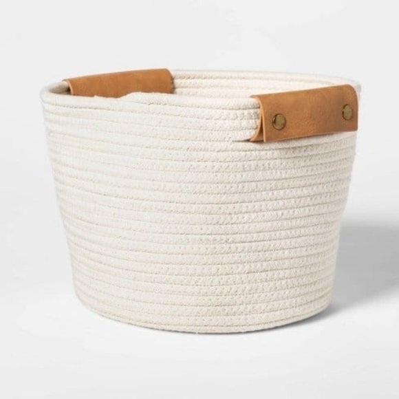 (Set of 2) Decorative Coiled Rope Square Baskets